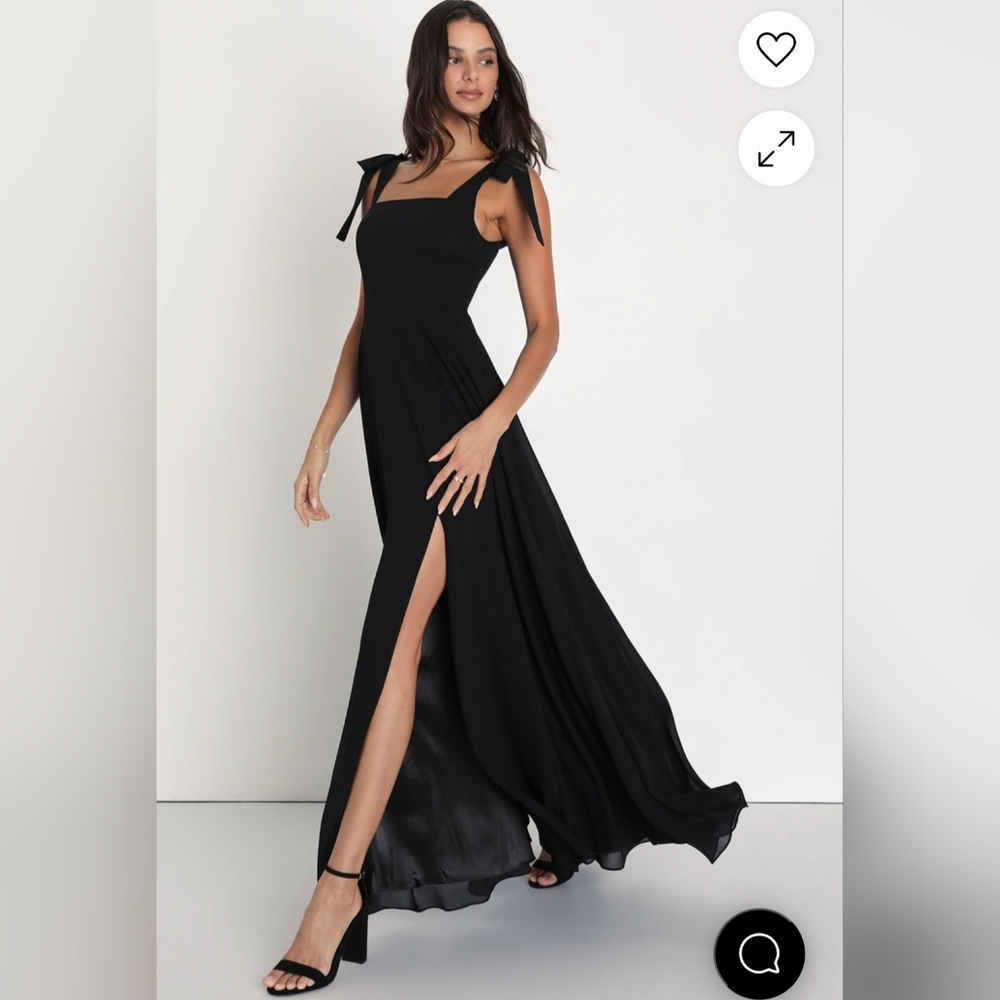 "Love Me Forever" Black Tie-Strap Square Neck Maxi Dress